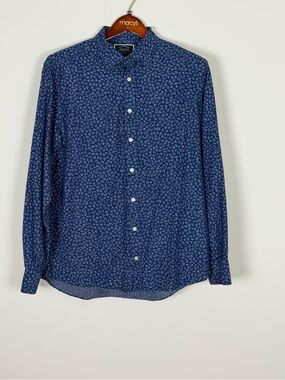 Charles Tyrwhitt Slim Fit Blue Print Button Front Shirt Large